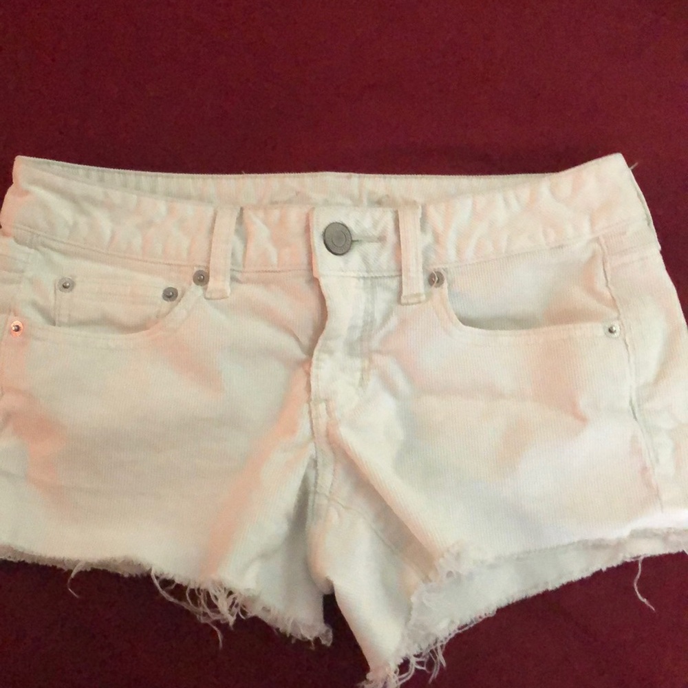 American Eagle white corduroy shorts.